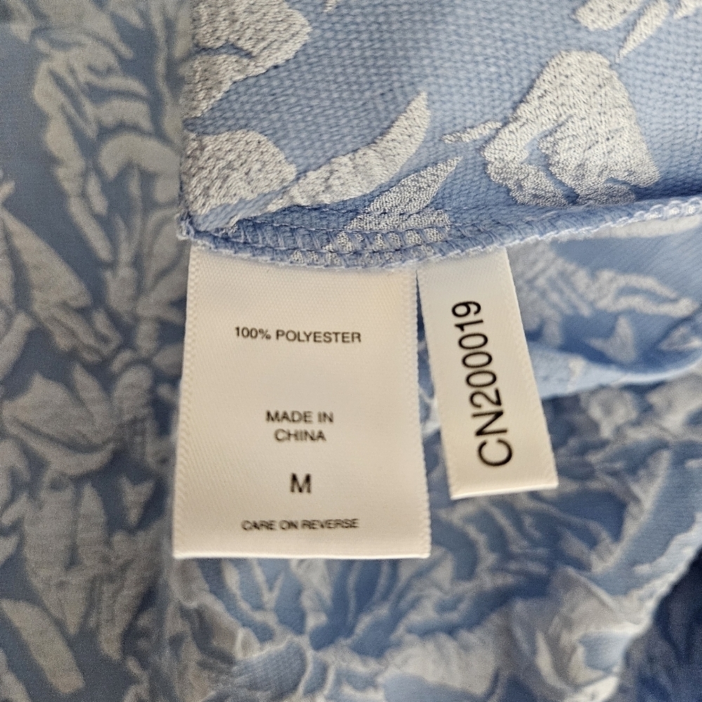 NY&C New York Company Shift Dress Blue Floral Long Sleeve Button Back Medium - Picture 7 of 8